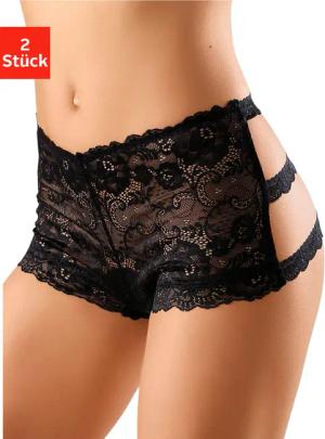 PETITE FLEUR GOLD Panty-Ouvert Damen schwarz+rot Gr.40/42