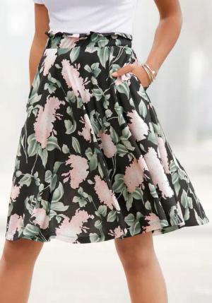 BUFFALO Sommerrock Damen schwarz-rosa-bedruckt Gr.44
