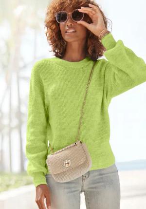 LASCANA Strickpullover Damen limone meliert Gr.40/42