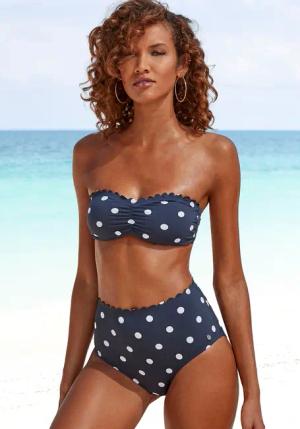 LASCANA Highwaist-Bikini-Hose Damen marine-weiß Gr.38