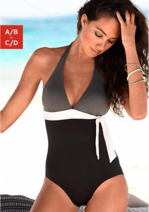 S.OLIVER Badeanzug Damen schwarz-oliv Gr.42 Cup A/B