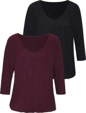 LASCANA 3/4-Arm-Shirt Damen aubergine, schwarz Gr.40/42