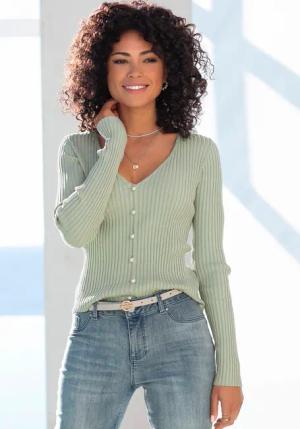 LASCANA V-Ausschnitt-Pullover Damen mint Gr.44/46