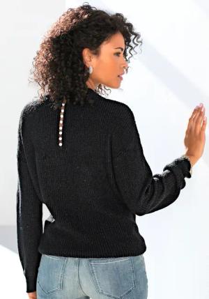 LASCANA V-Ausschnitt-Pullover Damen schwarz Gr.44/46