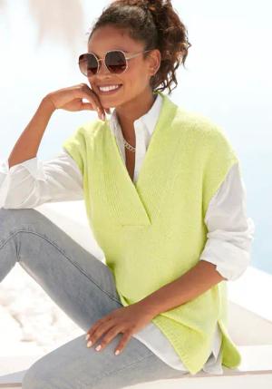 LASCANA Kurzarmpullover Damen limone Gr.36/38