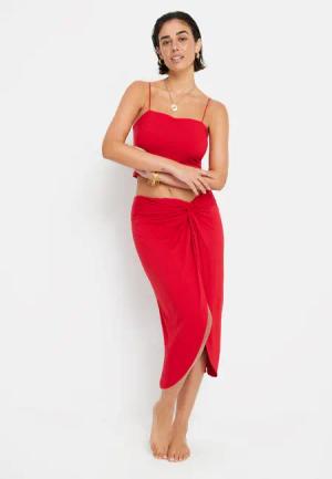 LSCN BY LASCANA Strandset: Spaghettitop und Midirock Damen rot Gr.38