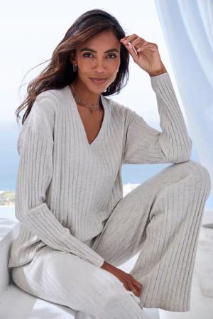 FRENCH CONNECTION Strickpullover Damen hellgrau-meliert Gr.36/38