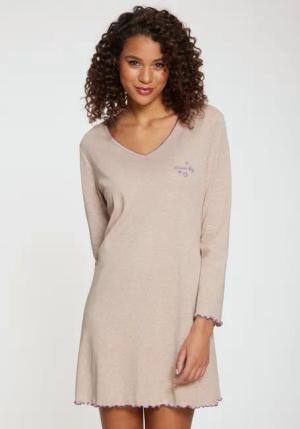 S.OLIVER Damen Nachthemd nougat meliert Gr.36/38