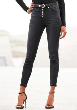 BUFFALO High-waist-Jeans Damen schwarz Gr.36