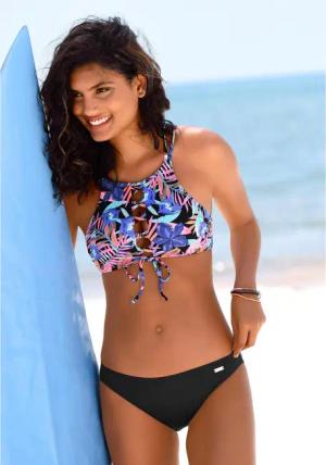 BENCH. Bustier-Bikini-Top Damen schwarz-bedruckt Gr.42