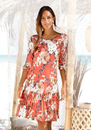 S.OLIVER Jerseykleid Damen koralle-bedruckt Gr.36