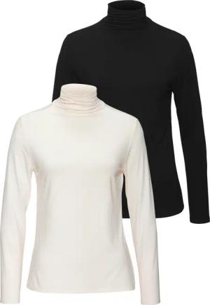 LASCANA Stehkragenshirt Damen creme, schwarz Gr.40/42