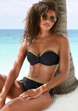 LASCANA Bikini-Hose Damen schwarz-goldfarben Gr.42