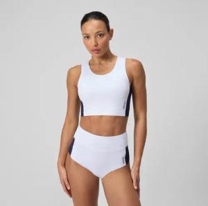 Jetstream Crop-Top in Colourblock-Optik Weiß/Marineblau für Damen