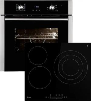 KKT KOLBE Backofen-Set Backofen und Kochfeld SET8010KF593SP, mit 2-fach Teleskopauszug, Herdset / Heißluft / Grill-/Bratsystem / Timer / Dreifachzone
