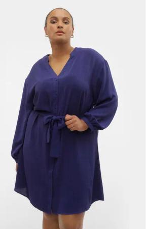Vero Moda Curve Hemdkleid 10299117 Dunkelblau Regular Fit
