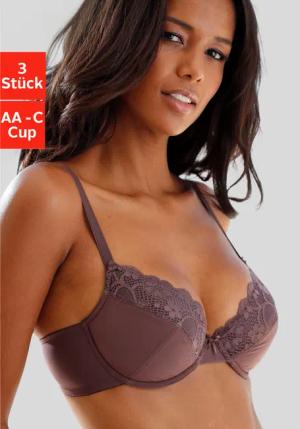PETITE FLEUR Push-up-BH Damen schokobraun+toffee+puder Gr.70C
