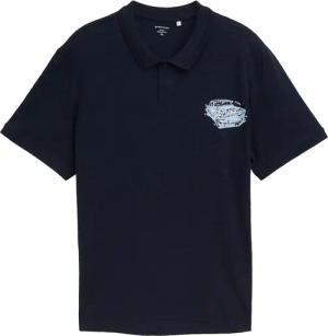 TOM TAILOR Herren Plus Size - Poloshirt aus Baumwolle mit Print, blau, Uni, Gr. 2XL