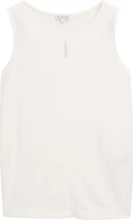 TOM TAILOR Damen Top mit Cut-Out-Detail, weiß, Uni, Gr. XXXL