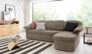DOMO collection Ecksofa "Pegnitz, elegante Rückensteppung, kompakte Stellmaße 238/141cm, L-Form", wahlweise mit Bettfunktion