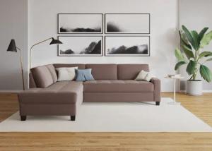 DOMO collection Ecksofa "Florentina zeitlos und elegant, Sitznähte als Designelement, L-Form", wahlweise mit Bettfunktion, mit Kontrastnaht, Komfortsitzhöhe 47cm