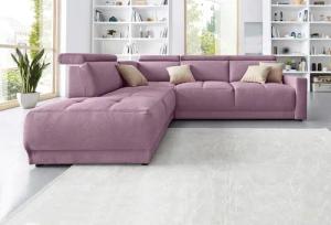 DOMO collection Ecksofa "Ava, moderne Sitzheftung mit toller Doppelnaht, komfortabel, L-Form", mit Ottomane, inkl. Federkern, wahlweise mit Kopfteilverstellungen