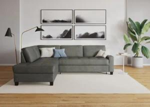 DOMO collection Ecksofa "Florentina zeitlos und elegant, Sitznähte als Designelement, L-Form", wahlweise mit Bettfunktion, mit Kontrastnaht, Komfortsitzhöhe 47cm
