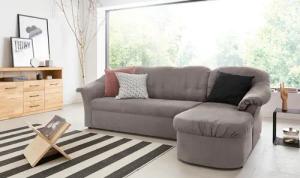 DOMO collection Ecksofa "Pegnitz, elegante Rückensteppung, kompakte Stellmaße 238/141cm, L-Form", wahlweise mit Bettfunktion