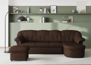 DOMO collection Ecksofa "Pegnitz, elegante Rückensteppung, kompakte Stellmaße 238/141cm, L-Form", wahlweise mit Bettfunktion