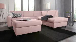 DOMO collection Ecksofa "Florentina zeitlos und elegant, Sitznähte als Designelement, L-Form", wahlweise mit Bettfunktion, mit Kontrastnaht, Komfortsitzhöhe 47cm