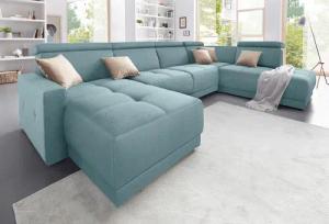 DOMO collection Wohnlandschaft "Ava moderne Sitzheftung mit toller Doppelnaht, komfortabel, U-Form", mit Federkern, wahlweise mit Kopfteilverstellungen
