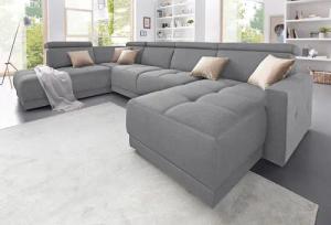 DOMO collection Wohnlandschaft "Ava moderne Sitzheftung mit toller Doppelnaht, komfortabel, U-Form", mit Federkern, wahlweise mit Kopfteilverstellungen
