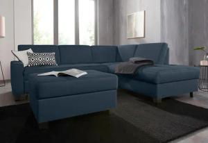 DOMO collection Ecksofa "Florentina zeitlos und elegant, Sitznähte als Designelement, L-Form", wahlweise mit Bettfunktion, mit Kontrastnaht, Komfortsitzhöhe 47cm