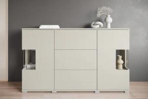 INOSIGN Sideboard "Kenia", (1 St.), Sideboard mit 3 Schubladen, 6 Fächern, Glastüren, Breite 150 cm