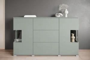 INOSIGN Sideboard "Kenia", (1 St.), Sideboard mit 3 Schubladen, 6 Fächern, Glastüren, Breite 150 cm