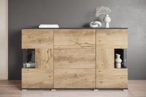 INOSIGN Sideboard "Kenia", (1 St.), Sideboard mit 3 Schubladen, 6 Fächern, Glastüren, Breite 150 cm