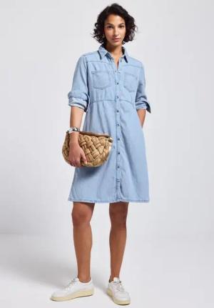 Street One Frauen Jeanskleid mit Knopfleiste in Blau, Gr: 42