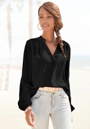 LASCANA Schlupfbluse Damen schwarz Gr.40