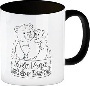 speecheese Tasse Bären Kaffeebecher in schwarz zum Ausmalen Mein Papa ist der Beste