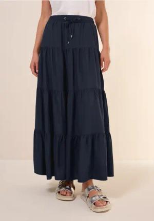 Cecil Damen Maxi-Rock mit Volants in Blau, Gr: L