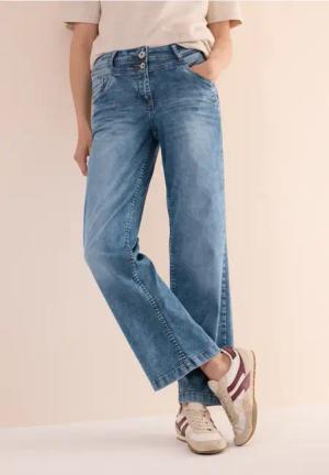 Cecil Damen Wide Leg Jeans in Blau, Gr: 33