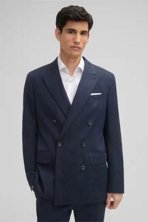 Leinen-Mix-Sakko Ashton, navy