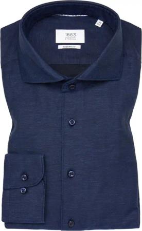 MODERN FIT Linen Shirt in midnight unifarben