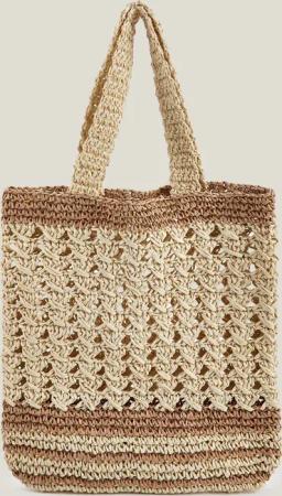 Beige-Braune Strohtasche