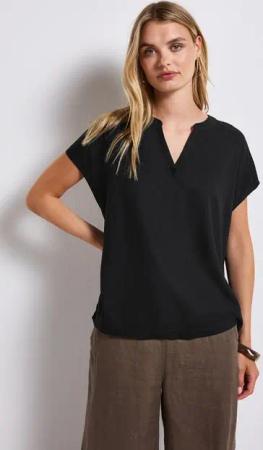 STREET ONE Kurzarmbluse Split Neck