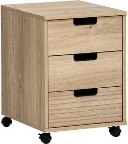 MÖBELPARTNER Emmik Rollcontainer weiß-eiche 3 Auszüge 40,0 x 50,0 x 57,0 cm
