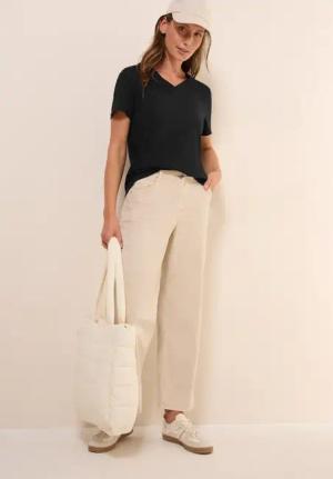 Cecil Damen Basic V-Neck T-Shirt in Schwarz, Gr: XS