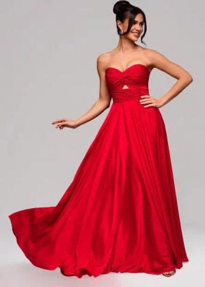 OMBRE Abendkleid Schulterfreies Satinkleid