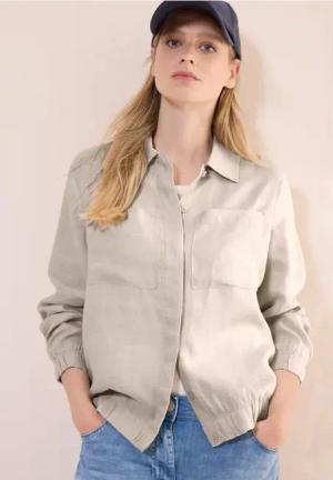 Cecil Damen Leinenblouson mit Hemdkragen in Beige, Gr: S
