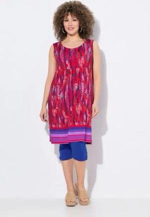 Ulla Popken Minikleid Jersey-Minikleid Paisley A-Linie Rundhals ärmellos